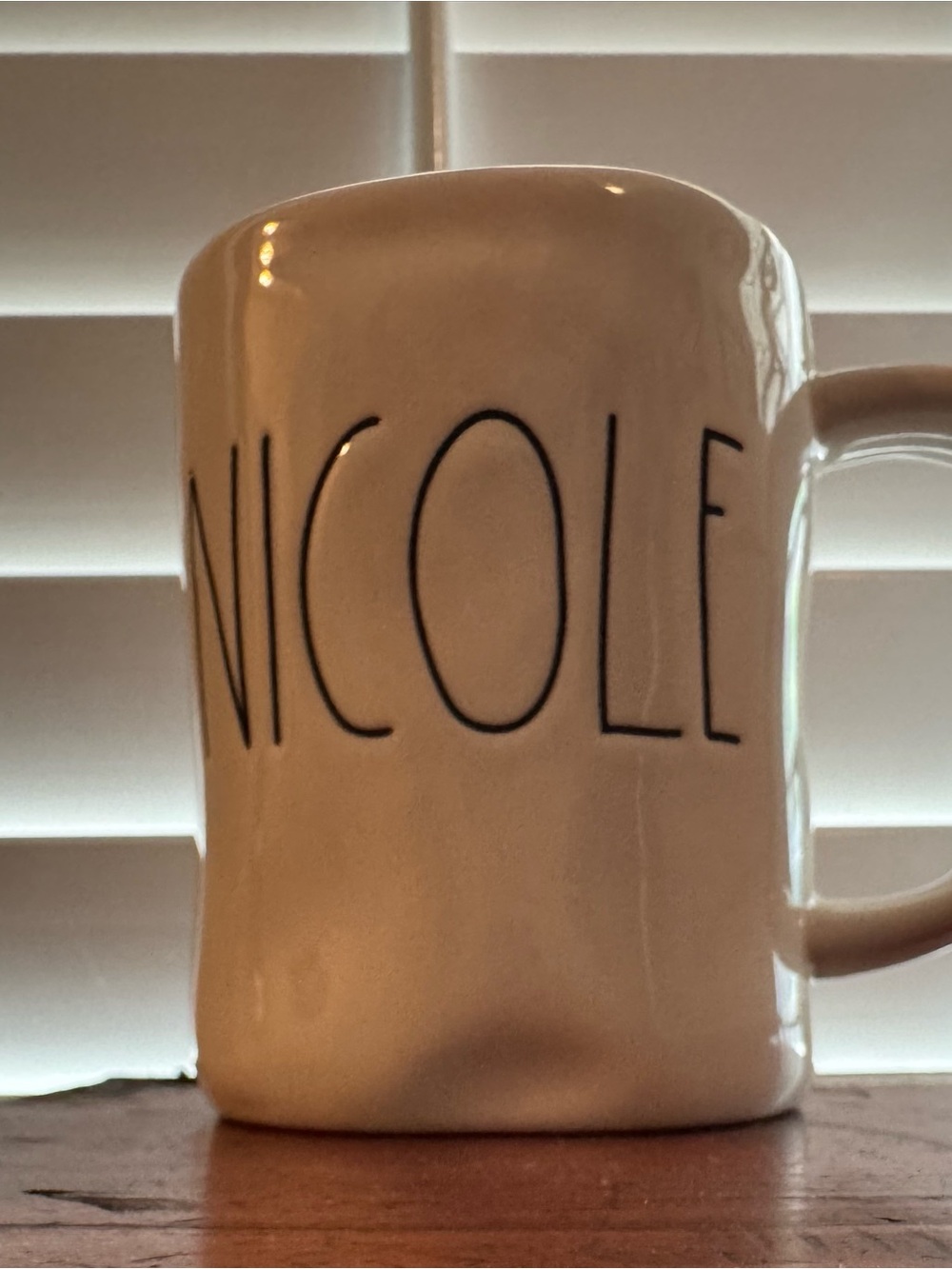 Rae Dunn White Ceramic Mug with Black Lettering - NICOLE